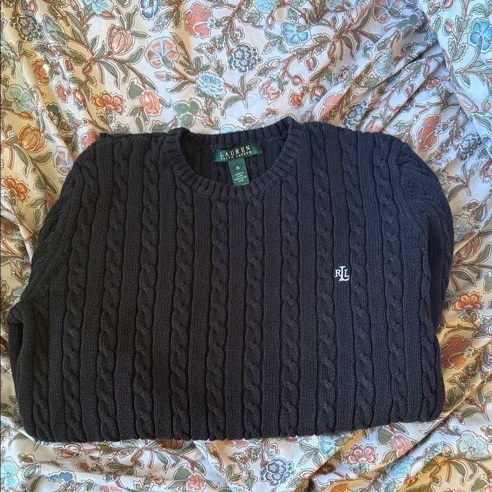 Ralph Lauren Black Cable Knit Sweater